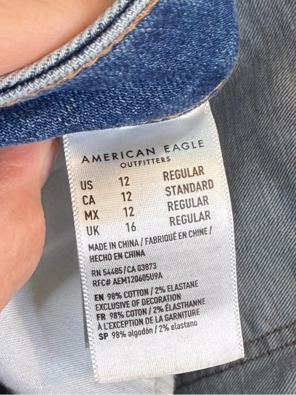 AE Factory Distressed Ripped Busted Knees Light Wash Super Stretch Skinny Jeans - Picture 11 of 14